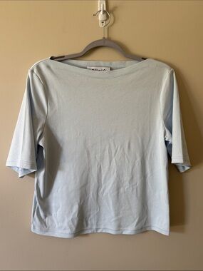 Women’s Pale Blue Short Sleeve Boatneck Tee